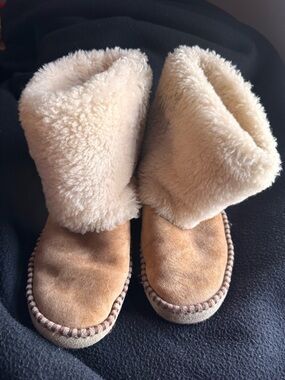 UGG Cozy Suede & Faux Shearling Slipper Boots - Light Brown/Cream